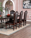 Majestic Traditional Set Of 2Pcs Side Chairs Brown Cherry Solid Wood Faux Wood Carved Details Blackseats Formal Dining Room Furniture Brown Brown Dining Room Luxury,Traditional,Vintage Dining Chairs Rubberwood Solid Back Solid Wood