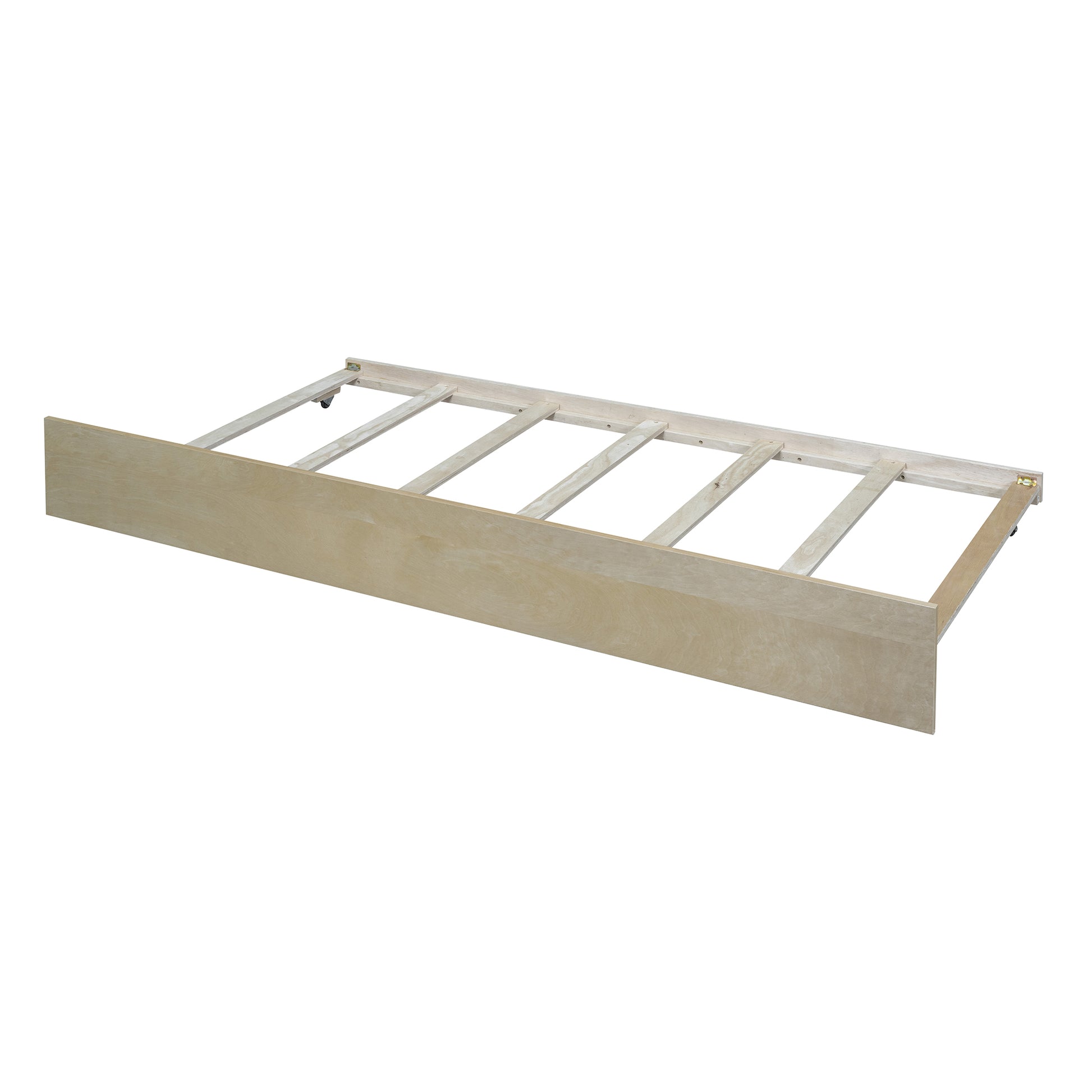 Twin Size Wood Daybed With Trundle And Fence Guardrails, Natural Twin Natural Solid Wood Mdf