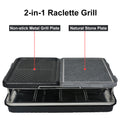 Dual Raclette Table Grill W Non Stick Grilling Plate & Cooking Stone 8 Person Electric Tabletop Cooker For Korean Bbq Melt Cheese, Cook Meat & Veggies At Once Black Iron Plastic Metal