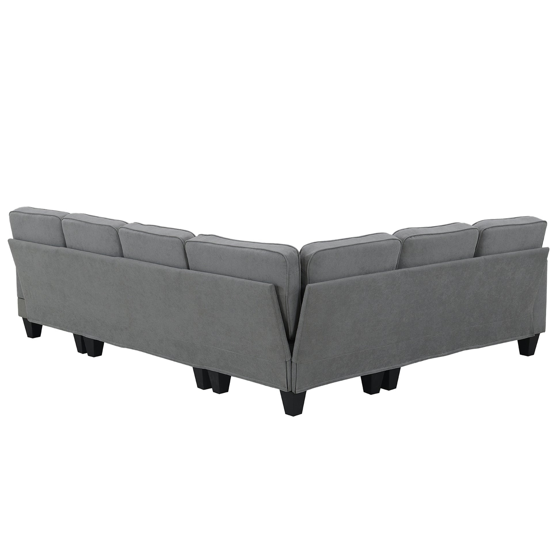 108*85.5" Modern U Shape Sectional Sofa, 7 Seat Fabric Sectional Sofa Set With 3 Pillows Included For Living Room, Apartment, Office,3 Colors Dark Grey Fabric