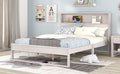 Platform Bed With Storage Headboard,Sockets And Usb Ports,Queen Size Platform Bed,Antique White Antique White Wood