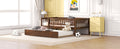 Twin Size Wood Daybed With Trundle And Fence Guardrails, Walnut Twin Walnut Solid Wood Mdf