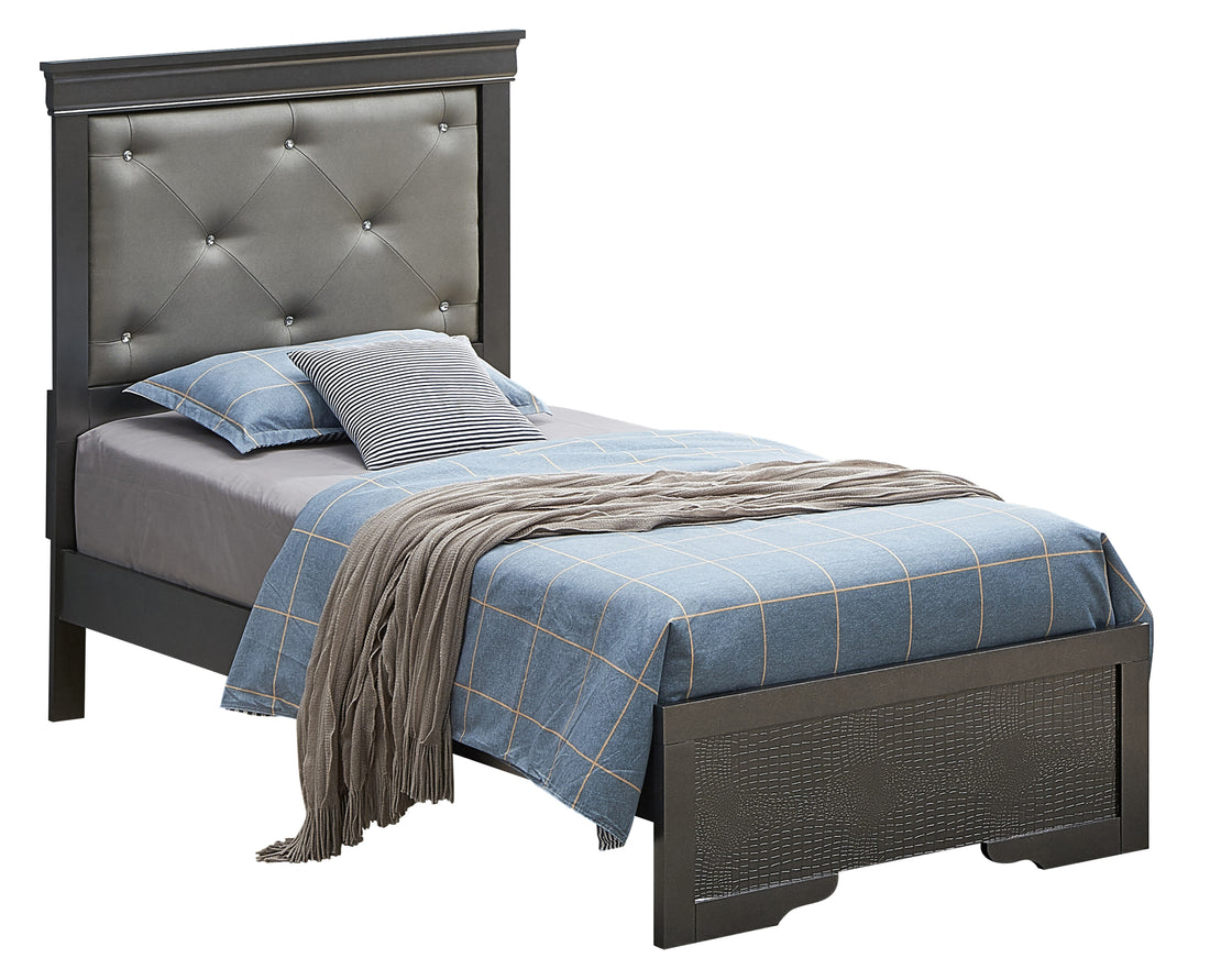 Lorana G6502B Tb2 Twin Bedmetalic Black Box Spring Required Twin Black Bedroom Particle Board