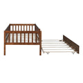 Twin Size Wood Daybed With Trundle And Fence Guardrails, Walnut Twin Walnut Solid Wood Mdf