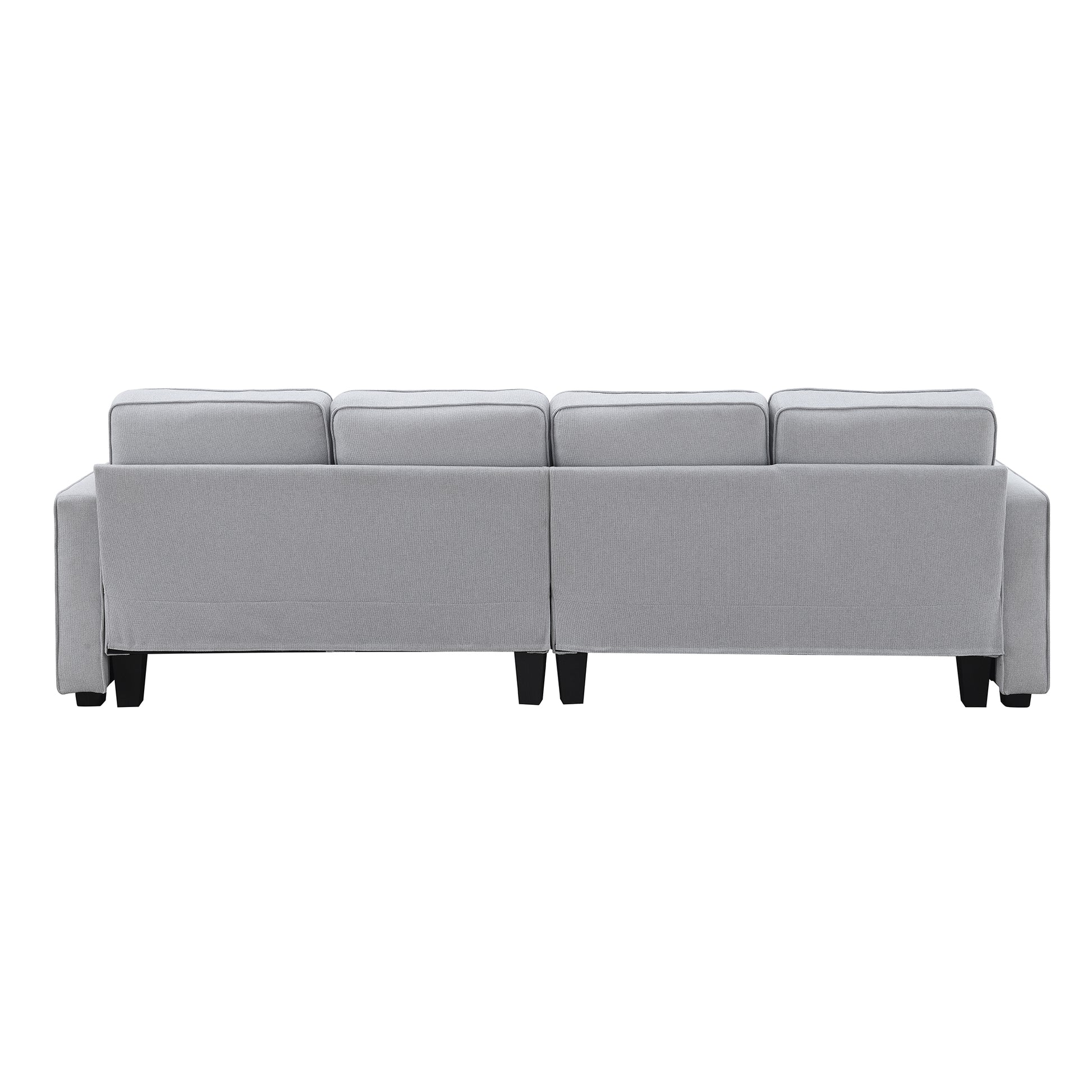 104" 4 Seater Modern Linen Fabric Sofa With Armrest Pockets And 4 Pillows,Minimalist Style Couch For Living Room, Apartment, Office,3 Colors Light Grey Fabric 4 Seat