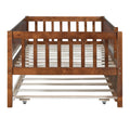 Twin Size Wood Daybed With Trundle And Fence Guardrails, Walnut Twin Walnut Solid Wood Mdf