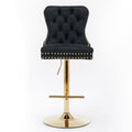 Thick Golden Swivel Velvet Barstools Adjusatble Seat Height From 27 35 Inch, Modern Upholstered Bar Stools With Backs Comfortable Tufted For Home Pub And Kitchen Island Black,Set Of 2 Black Foam Velvet