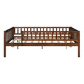 Full Size Wood Daybed With Trundle And Fence Guardrails, Walnut Full Walnut Solid Wood Mdf