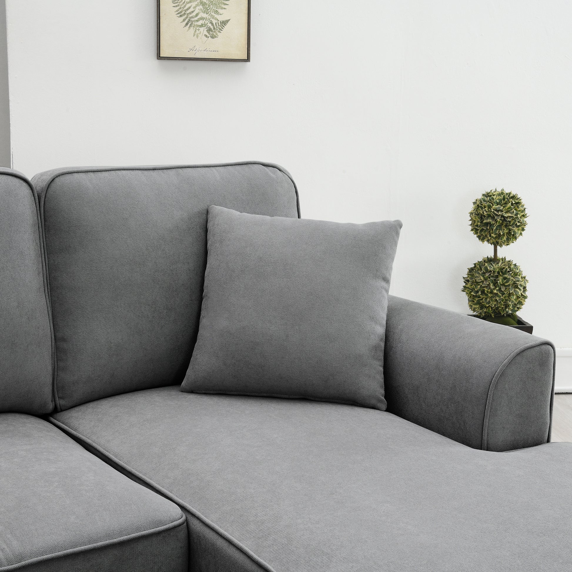 108*85.5" Modern U Shape Sectional Sofa, 7 Seat Fabric Sectional Sofa Set With 3 Pillows Included For Living Room, Apartment, Office,3 Colors Dark Grey Fabric