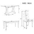 6 Piece Farmhouse Dining Table Set, Rectangular Trestle Table And 4 Upholstered Chairs & Bench For Dining Room Antique Gray Antique Gray Solid Wood