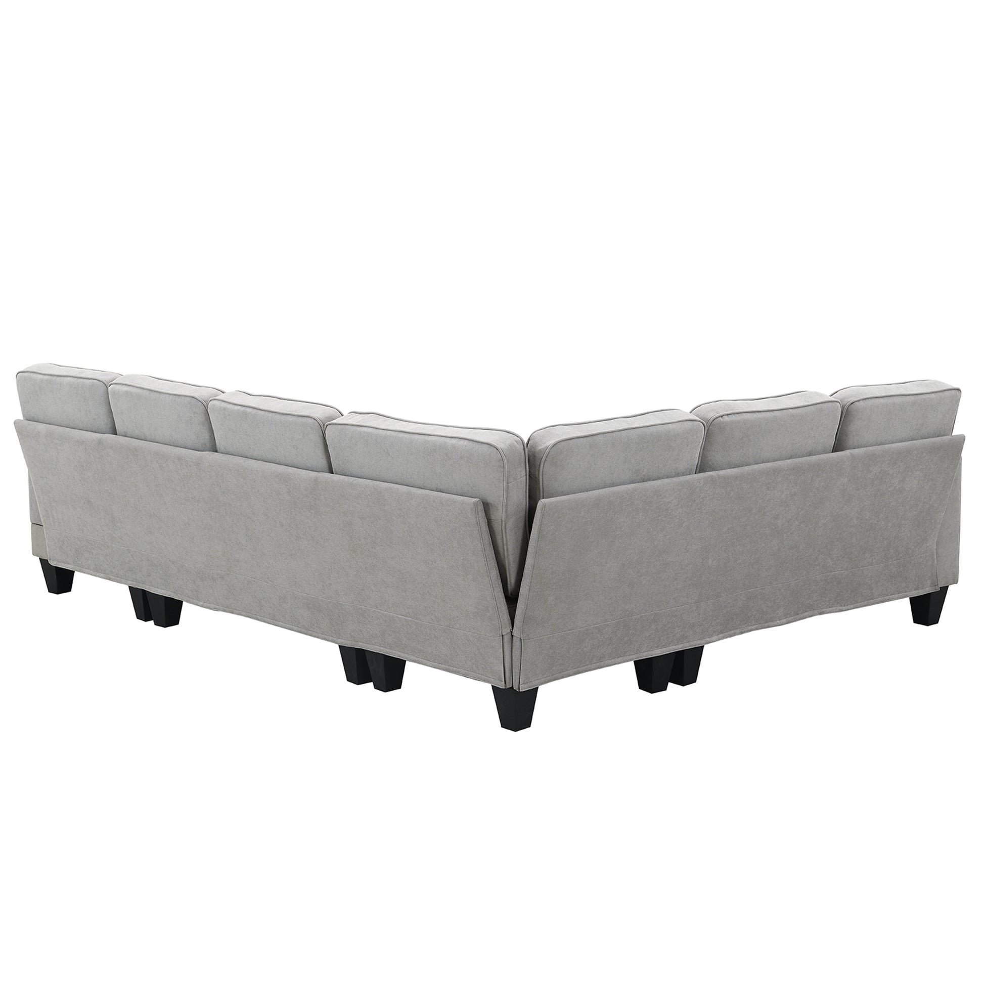 108*85.5" Modern U Shape Sectional Sofa, 7 Seat Fabric Sectional Sofa Set With 3 Pillows Included For Living Room, Apartment, Office,3 Colors Light Grey Fabric