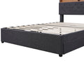 Full Size Upholstered Platform Bed With Storage Headboard, Led, Usb Charging And 2 Drawers, Dark Gray Box Spring Not Required Dark Gray Wood Linen Upholstered