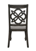 Brown Gray Finish Round Table Top Upholstered Seats Chair Wooden Dining Room Furniture 7Pc Set Solid Wood Wood Wood Grey Brown Gray Seats 4 Wood Dining Room Traditional,Vintage Rectangular Round Dining Table With Chair Wood