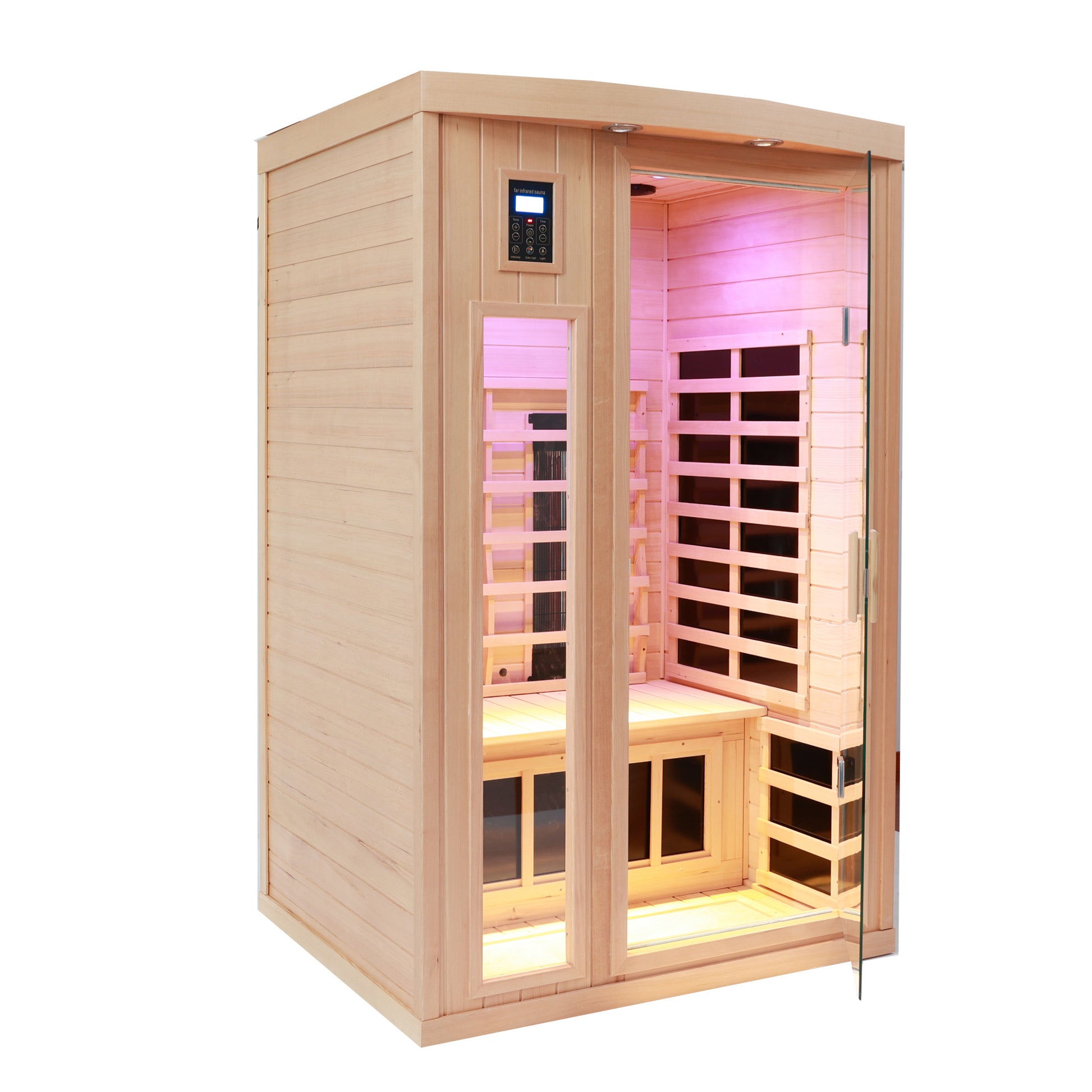 Two Person Indoor Hemlock Sauna Natural Wood Solid Wood