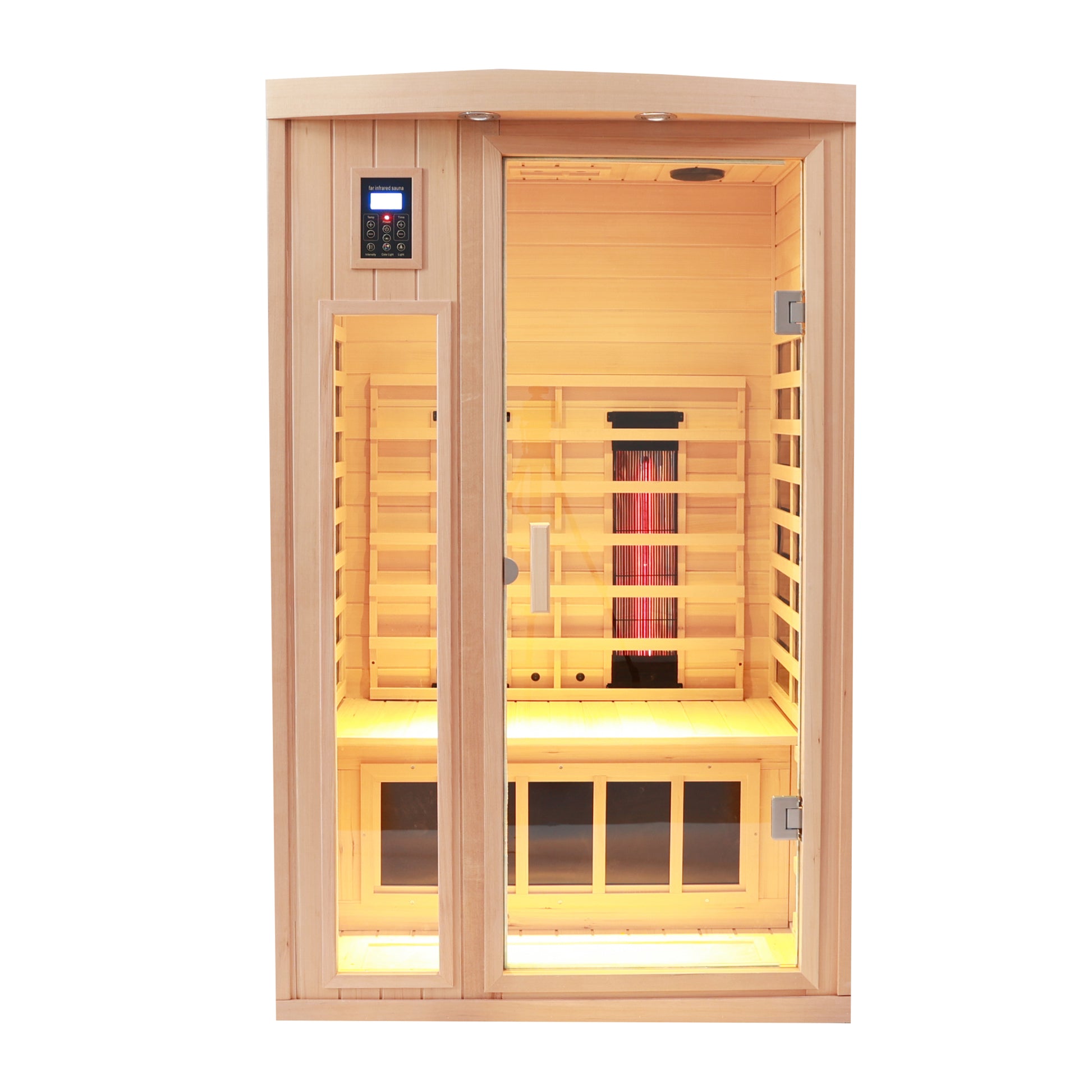 Two Person Indoor Hemlock Sauna Natural Wood Solid Wood