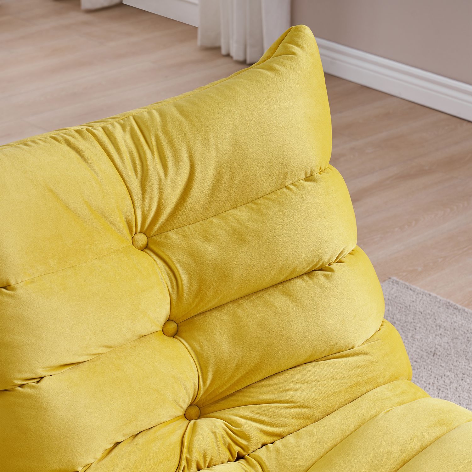 Lazy Chairrotatable Modern Lounge With A Side Pocket, Leisure Upholstered Sofa Chairreading Chair For Small Space Yellow Velvet