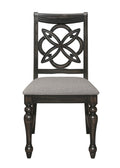 Brown Gray Finish Round Table Top Upholstered Seats Chair Wooden Dining Room Furniture 7Pc Set Solid Wood Wood Wood Grey Brown Gray Seats 4 Wood Dining Room Traditional,Vintage Rectangular Round Dining Table With Chair Wood