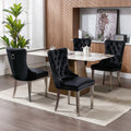 Nikki Collection Modern, High End Tufted Solid Wood Contemporary Velvet Upholstered Dining Chair With Chrome Stainless Steel Plating Legs,Nailhead Trim,Set Of 2,Black And Chrome, Sw1701Bk Black Foam Velvet