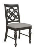 Brown Gray Finish Round Table Top Upholstered Seats Chair Wooden Dining Room Furniture 7Pc Set Solid Wood Wood Wood Grey Brown Gray Seats 4 Wood Dining Room Traditional,Vintage Rectangular Round Dining Table With Chair Wood