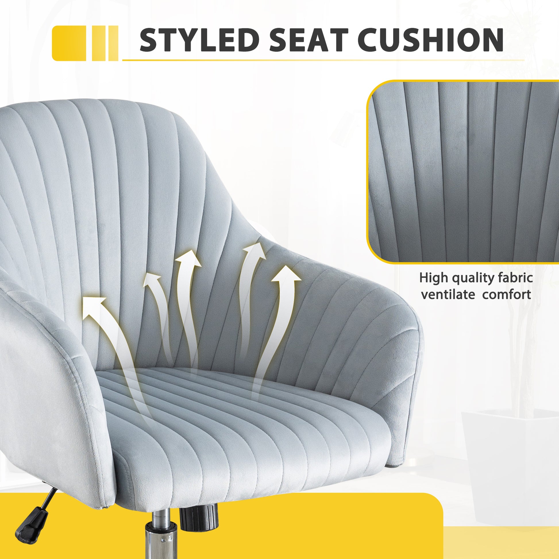 Accent Chair Modern Home Office Leisure Chair With Adjustable Velvet Height And Adjustable Casters Darkgrey Dark Gray Cotton Velvet