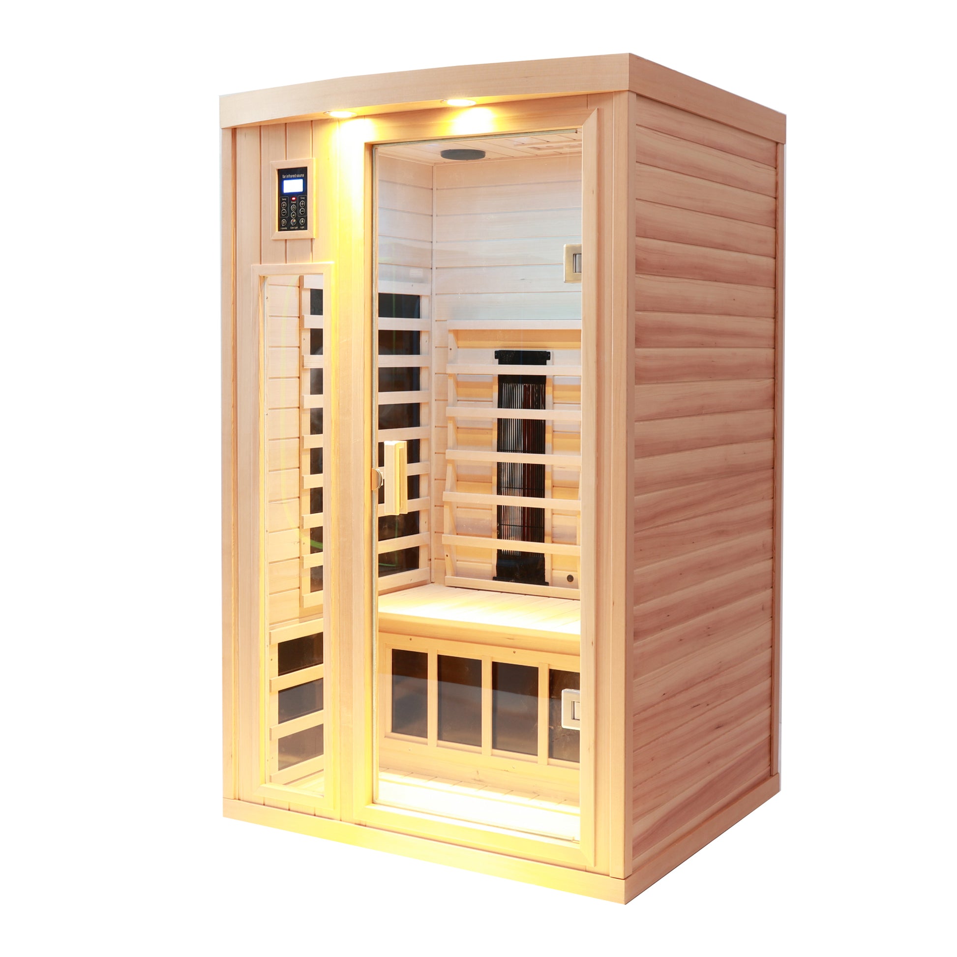 Two Person Indoor Hemlock Sauna Natural Wood Solid Wood
