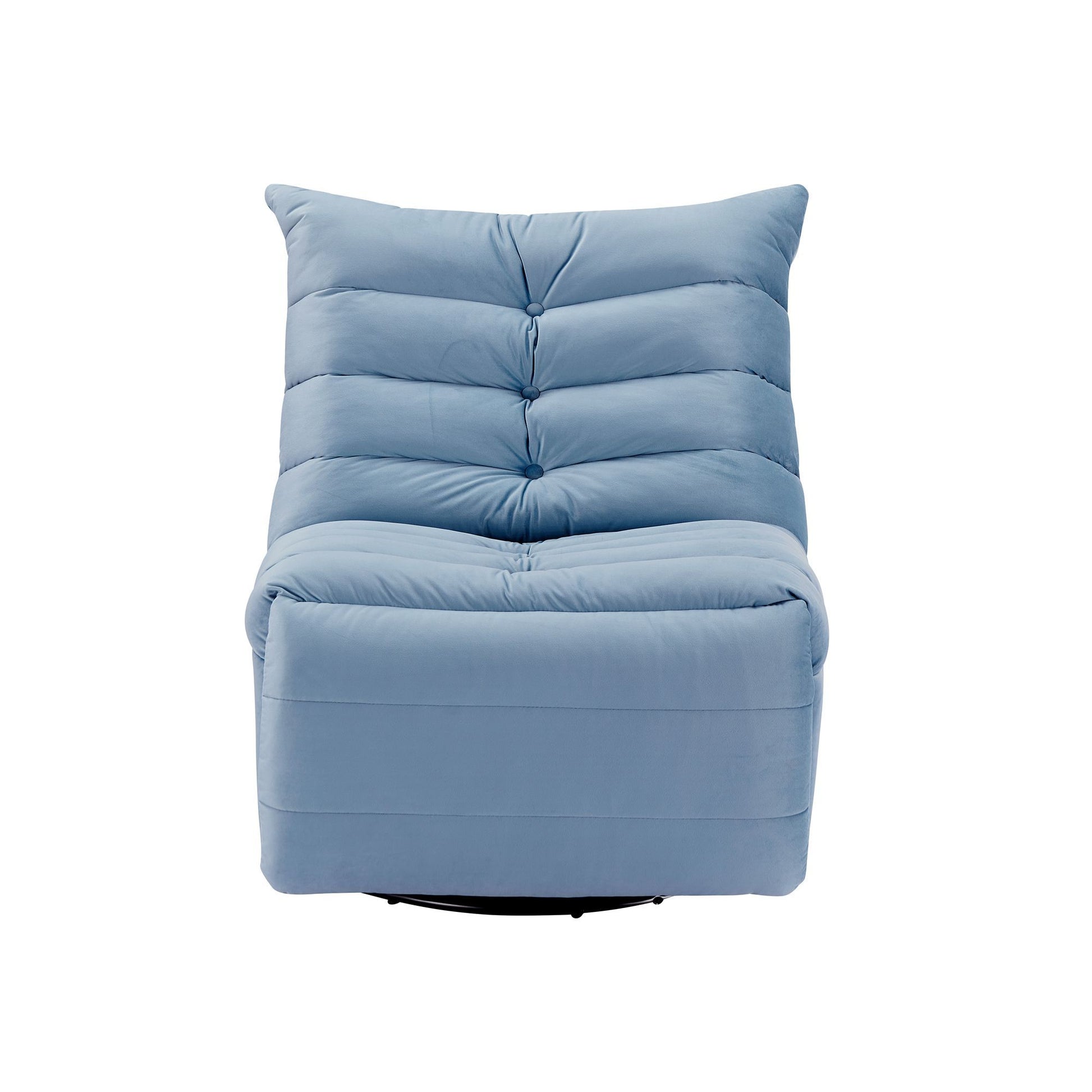 Lazy Chairrotatable Modern Lounge With A Side Pocket, Leisure Upholstered Sofa Chairreading Chair For Small Space Lake Blue Velvet