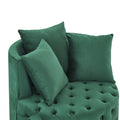 Velvet Upholstered Swivel Chair For Living Room, With Button Tufted Design And Movable Wheels, Including 3 Pillows, Green Green Foam
