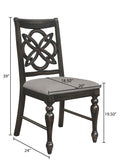 Brown Gray Finish Round Table Top Upholstered Seats Chair Wooden Dining Room Furniture 7Pc Set Solid Wood Wood Wood Grey Brown Gray Seats 4 Wood Dining Room Traditional,Vintage Rectangular Round Dining Table With Chair Wood