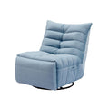 Lazy Chairrotatable Modern Lounge With A Side Pocket, Leisure Upholstered Sofa Chairreading Chair For Small Space Lake Blue Velvet