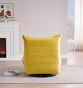 Lazy Chairrotatable Modern Lounge With A Side Pocket, Leisure Upholstered Sofa Chairreading Chair For Small Space Yellow Velvet