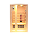 Two Person Hemlock Far Infrared Heating Sauna With Reading Lights Colored Lights Bluetooth External Lights Natural Wood Solid Wood