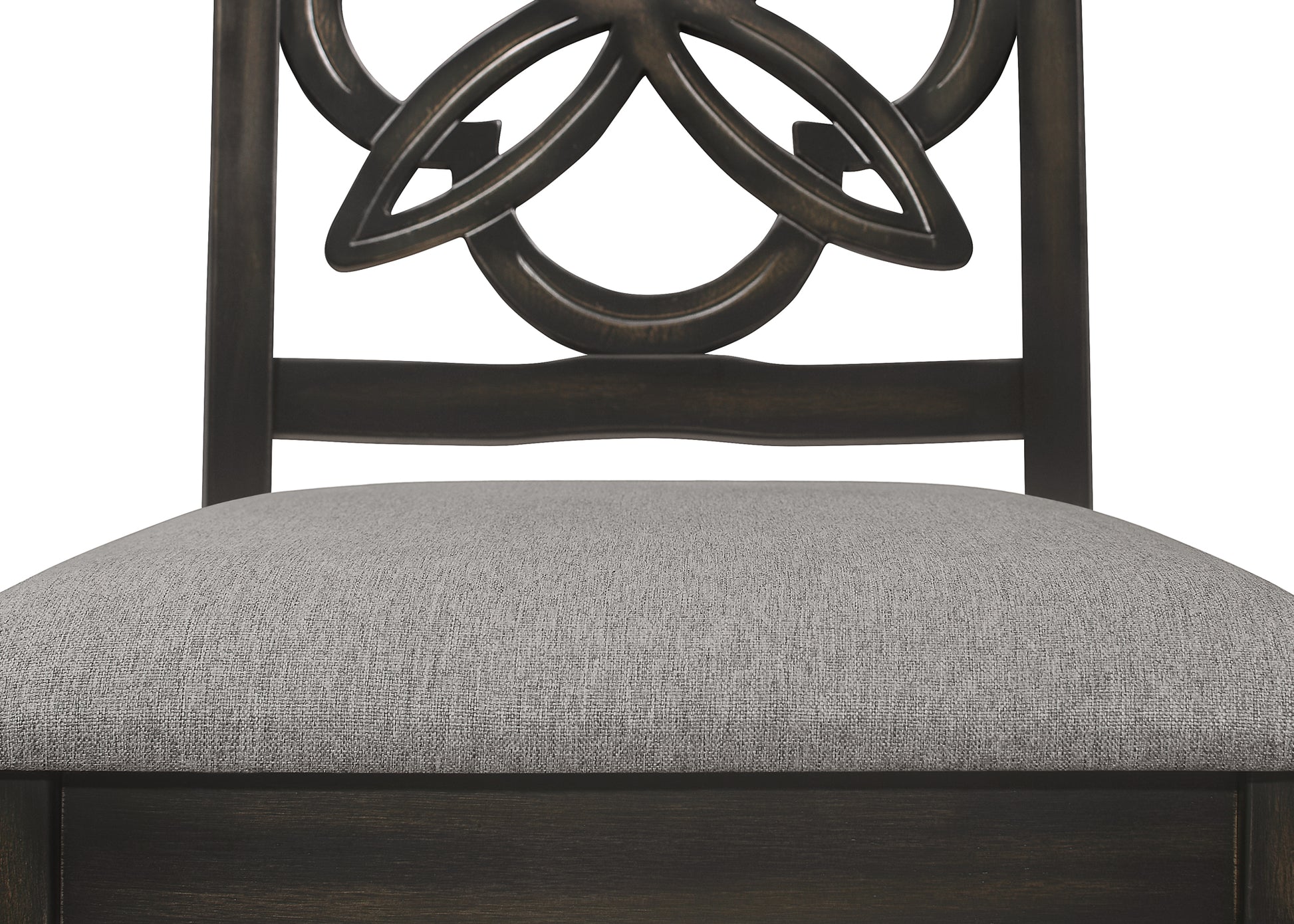 Brown Gray Finish Round Table Top Upholstered Seats Chair Wooden Dining Room Furniture 7Pc Set Solid Wood Wood Wood Grey Brown Gray Seats 4 Wood Dining Room Traditional,Vintage Rectangular Round Dining Table With Chair Wood