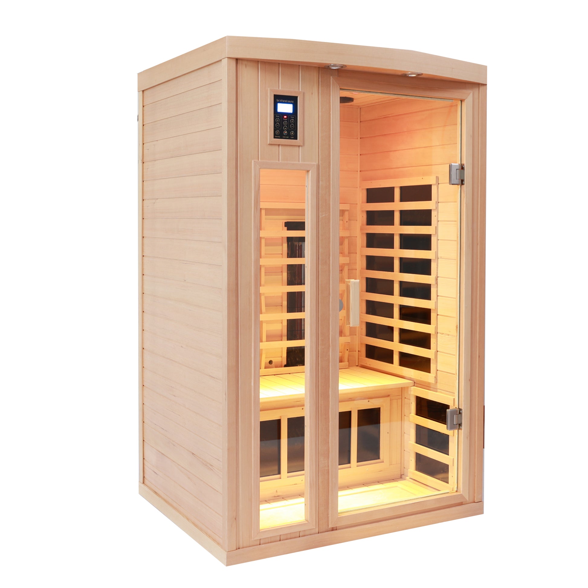 Two Person Indoor Hemlock Sauna Natural Wood Solid Wood