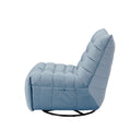 Lazy Chairrotatable Modern Lounge With A Side Pocket, Leisure Upholstered Sofa Chairreading Chair For Small Space Lake Blue Velvet