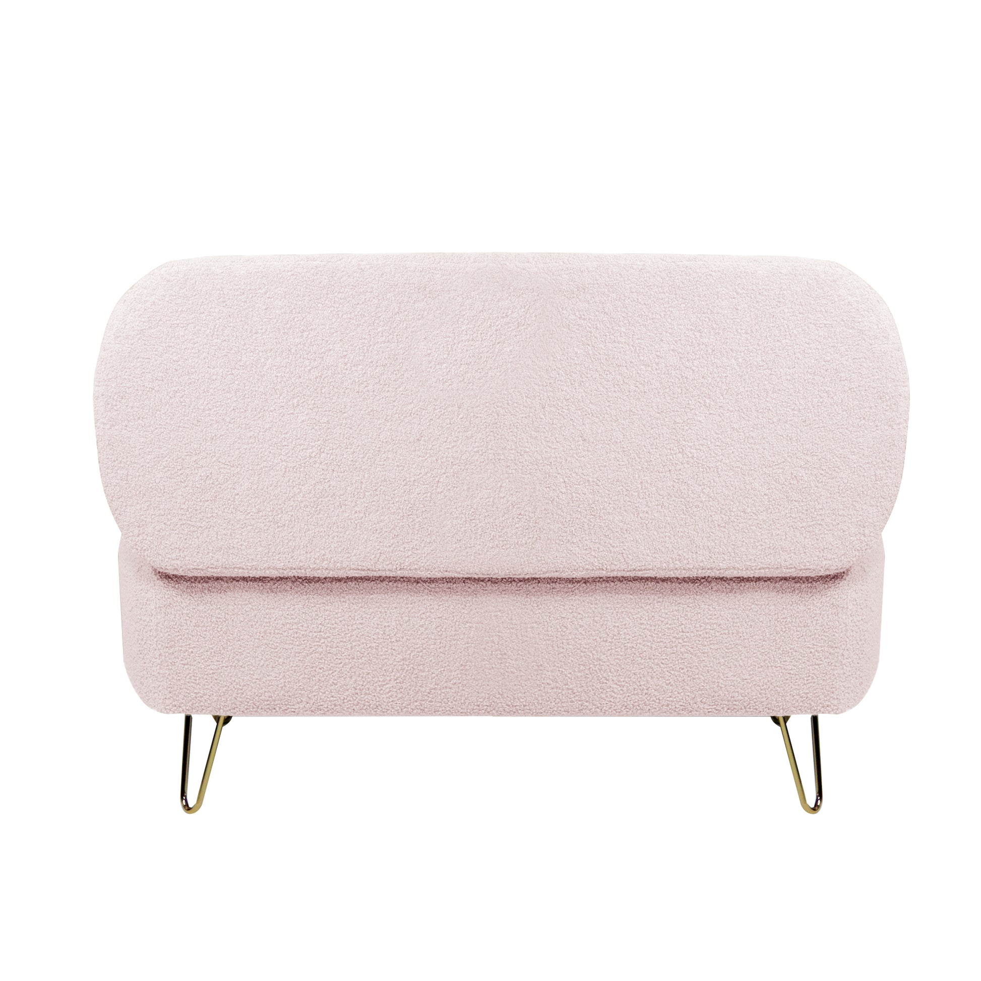 Pink Storage Ottoman Bench For End Of Bed Gold Legs, Modern Grey Faux Fur Entryway Bench Upholstered Padded With Storage For Living Room Bedroom Pink Faux Fur