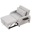 Pull Out Sofa Sleeper 3 In 1 With 2 Wing Table And Usb Charge For Nap Line Fabric For Living Room Recreation Room Grey Gray Foam Linen