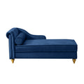 Modern Upholstery Chaise Lounge Chair With Storage Velvet Navy Blue Navy Blue Foam Velvet