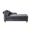 Modern Upholstery Chaise Lounge Chair With Storage Velvet Grey Grey Foam Velvet