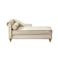 Modern Upholstery Chaise Lounge Chair With Storage Velvet Beige Beige Foam Velvet