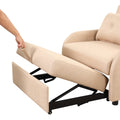 Pull Out Sofa Sleeper 3 In 1 With 2 Wing Table And Usb Charge For Nap Line Fabric For Living Room Recreation Room Beige Beige Foam Linen