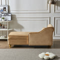 Modern Upholstery Chaise Lounge Chair With Storage Velvet Khaki Khaki Foam Velvet