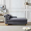 Modern Upholstery Chaise Lounge Chair With Storage Velvet Grey Grey Foam Velvet