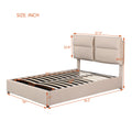 Upholstered Platform Bed With A Hydraulic Storage System, Full Size, Beige Full Beige Velvet