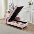 Modern Upholstery Chaise Lounge Chair With Storage Velvet Pink Pink Foam Velvet