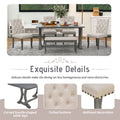 6 Piece Farmhouse Dining Table Set, Rectangular Trestle Table And 4 Upholstered Chairs & Bench For Dining Room Antique Gray Antique Gray Solid Wood