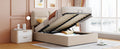 Upholstered Platform Bed With A Hydraulic Storage System, Full Size, Beige Full Beige Velvet