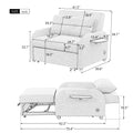 Pull Out Sofa Sleeper 3 In 1 With 2 Wing Table And Usb Charge For Nap Line Fabric For Living Room Recreation Room Grey Gray Foam Linen