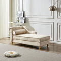 Modern Upholstery Chaise Lounge Chair With Storage Velvet Beige Beige Foam Velvet