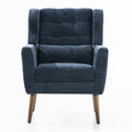 Modern Accent Chair,Chenille Arm Chairs For Living Room,Upholstered Mordern Armchair,Comfy Soft Padded Lounge Chair In Small Space, Bedroom, W Pillow, Solid Wood Leg Dark Blue Dark Blue Light Brown Primary Living Space Modern Rubberwood Foam Chenille