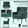 Modern Accent Chair,Chenille Arm Chairs For Living Room,Upholstered Mordern Armchair,Comfy Soft Padded Lounge Chair In Small Space, Bedroom, W Pillow, Solid Wood Leg Blackish Green Blackish Green Light Brown Primary Living Space Modern Rubberwood Foam